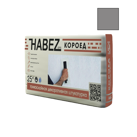 Штукатурка декоративная HABEZ Короед 25 кг серая ГОСТ 33083-2014